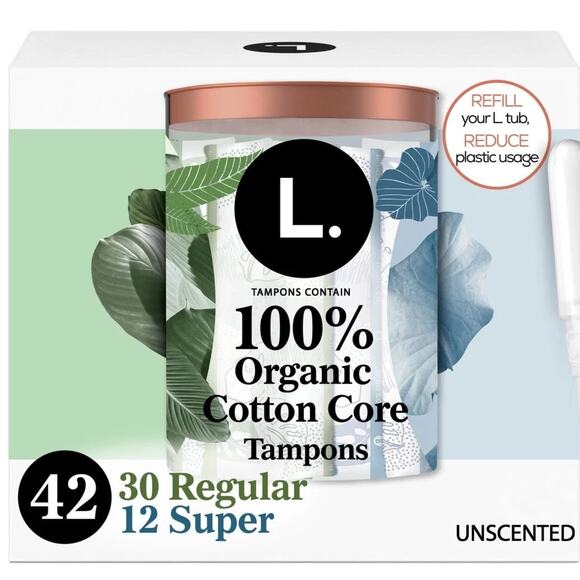L. Organic Cotton Tampons Multi Pack Regular & Super 42 ct Unscented - Picture 1 of 1